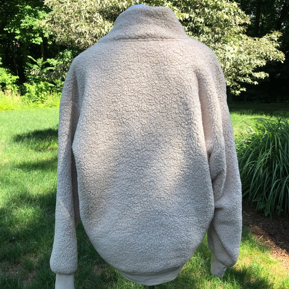 Express One Eleven Beige Sherpa Fuzzy Pullover - Picture 4 of 6